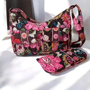 Vera Bradley bag and glasses case in retired Mod Floral Pink pattern